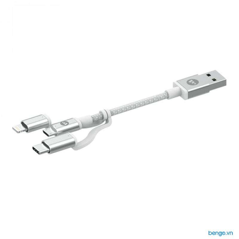 Cáp MOPHIE 3 Đầu Chuyển | USB-A To Micro USB, USB-C, Lightning Cable