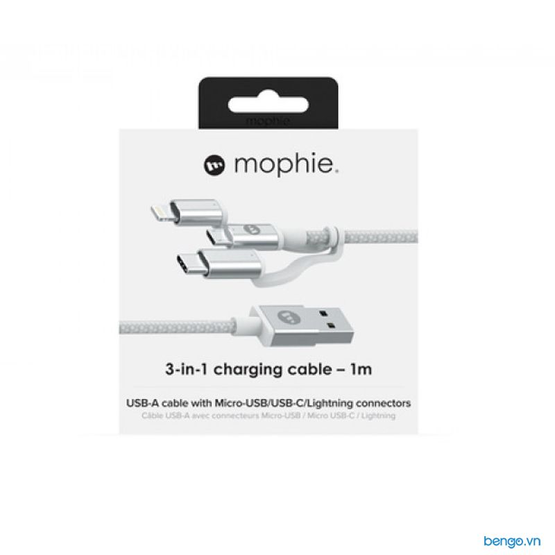 Cáp MOPHIE 3 Đầu Chuyển | USB-A To Micro USB, USB-C, Lightning Cable