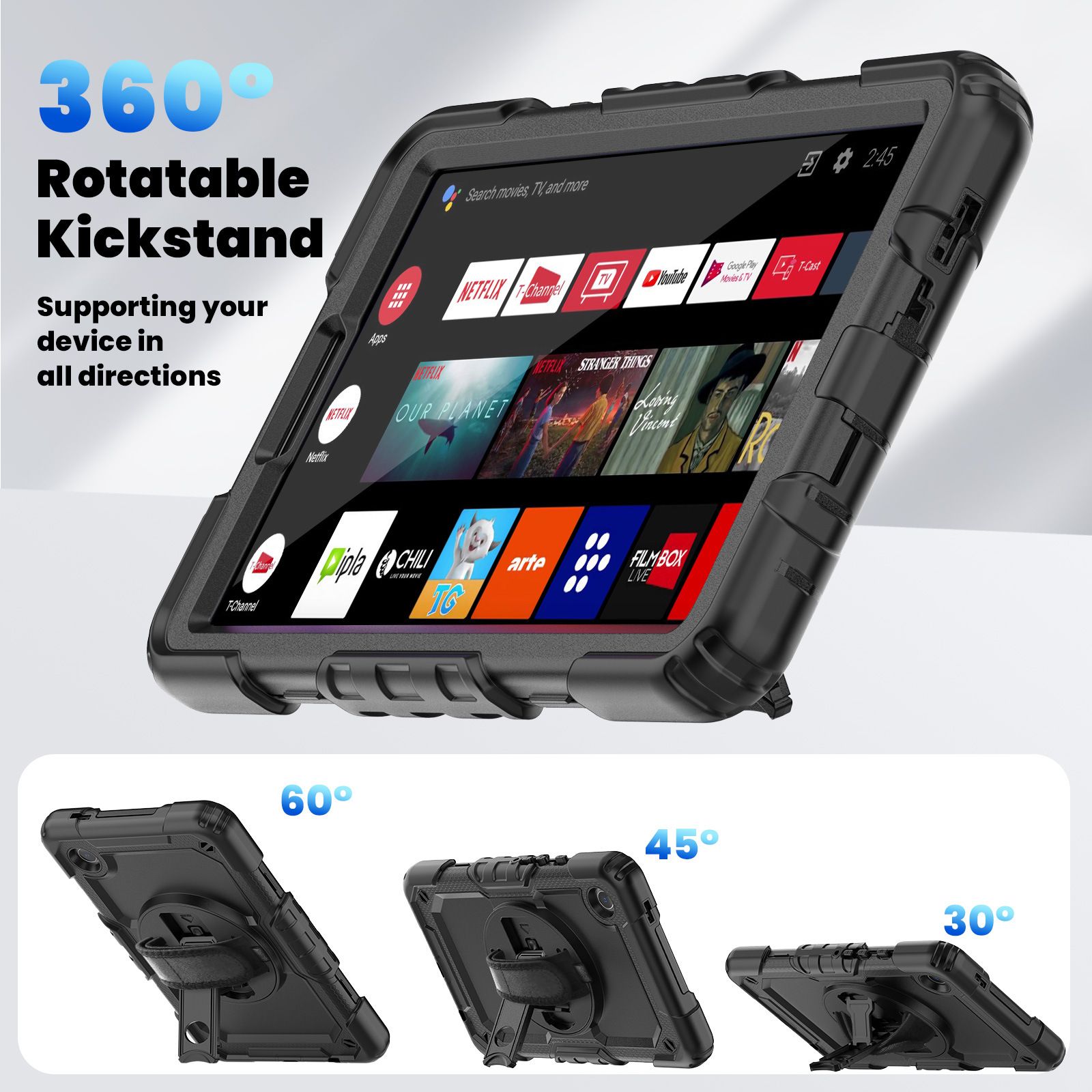 Ốp lưng Samsung Galaxy Tab A9 Plus chống sốc có chân dựng - Đen