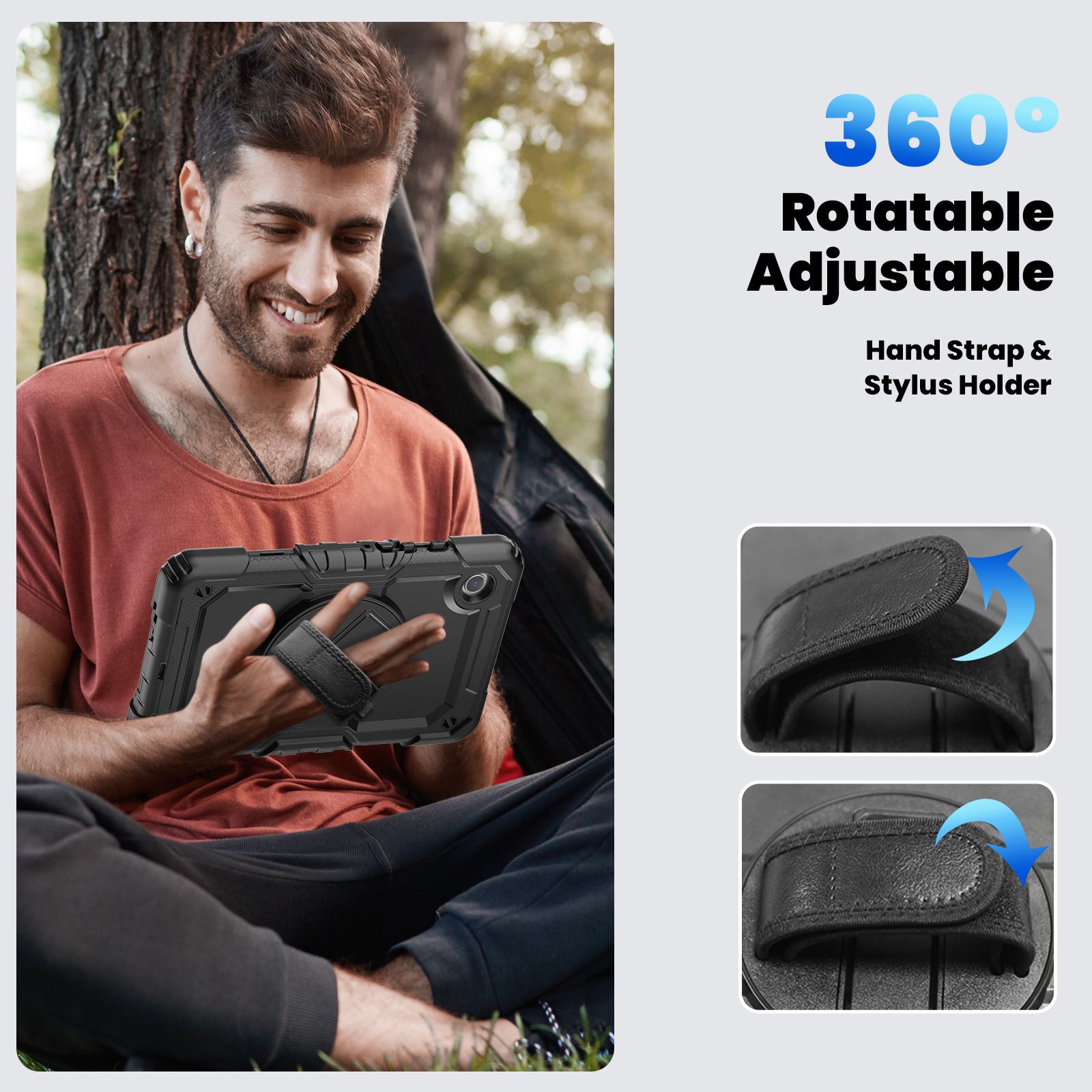 Ốp lưng Samsung Galaxy Tab A9 Plus chống sốc có chân dựng - Đen