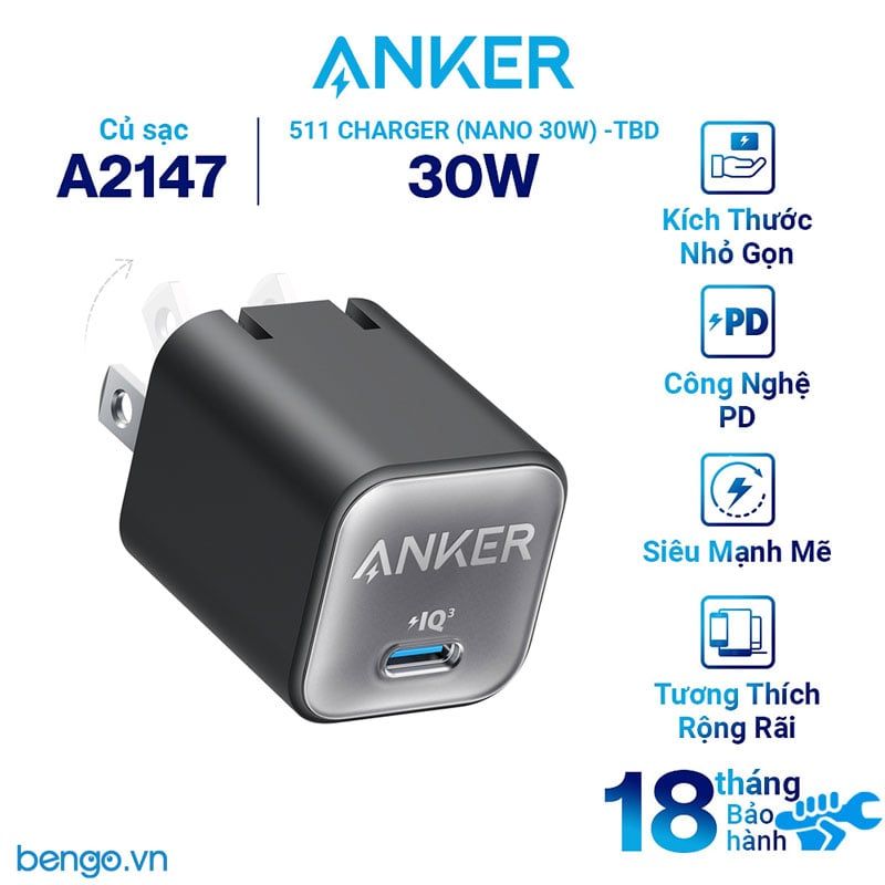 Sạc ANKER 511 Nano 3 30W - A2147