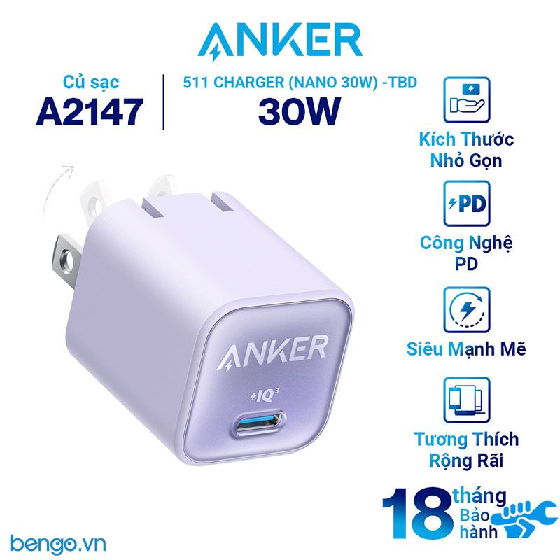 Sạc ANKER 511 Nano 3 30W - A2147