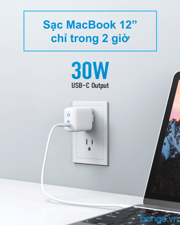 Sạc Anker PowerPort III Mini 30W (1 PIQ 3.0) - A2615 (Trắng) - Hàng chính hãng