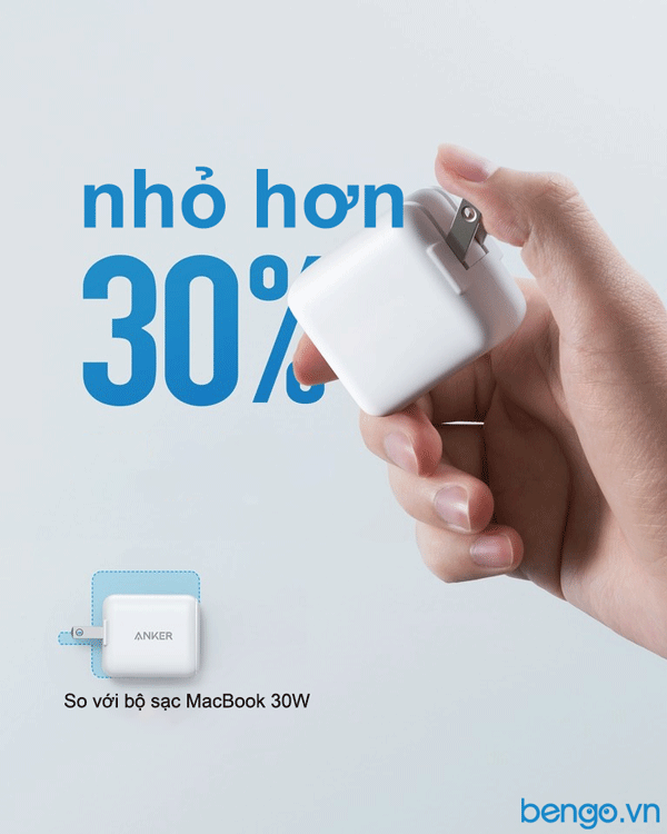 Sạc Anker PowerPort III Mini 30W (1 PIQ 3.0) - A2615 (Trắng) - Hàng chính hãng