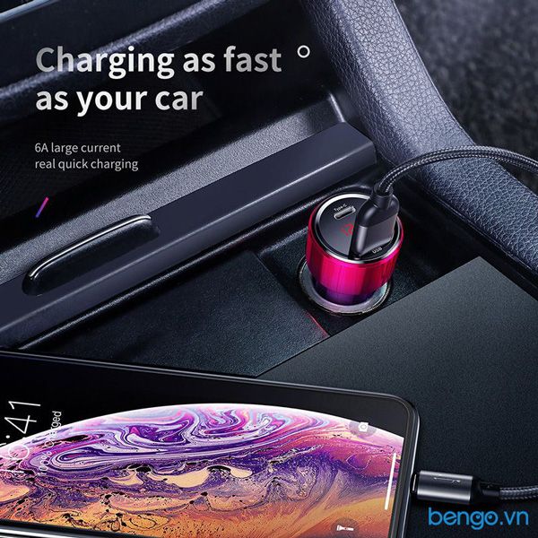 Sạc nhanh đa năng xe hơi Baseus 45W Cổng USB + USB-C PD