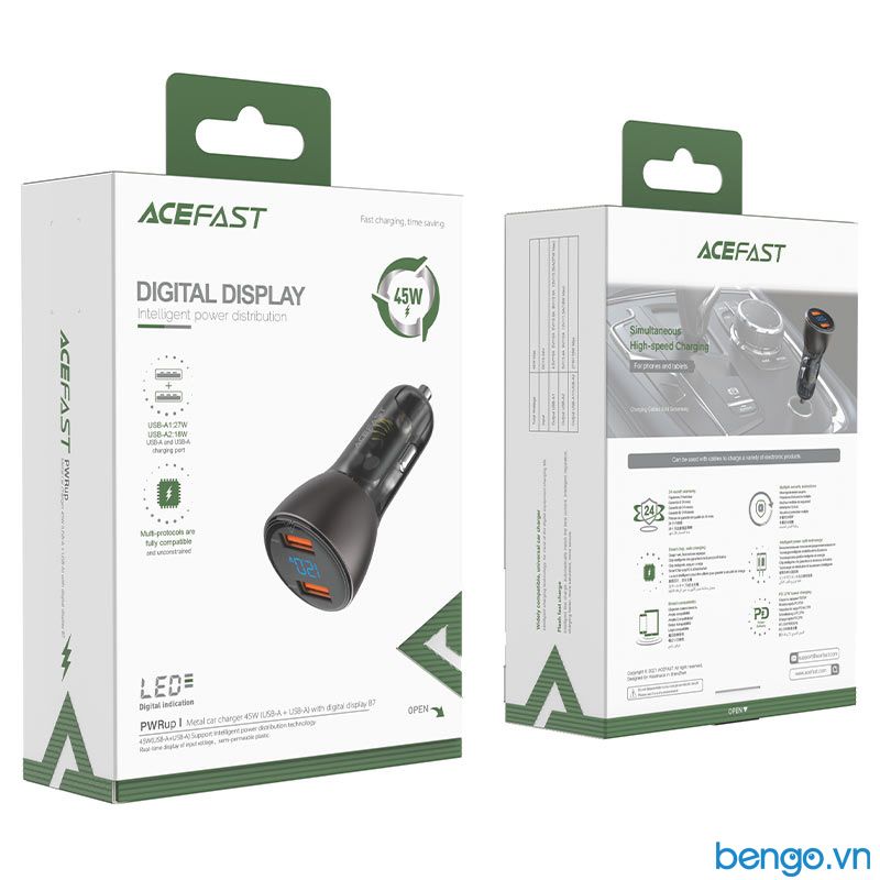 Sạc Xe Hơi ACEFAST 45W 2 Cổng USB-A - B7