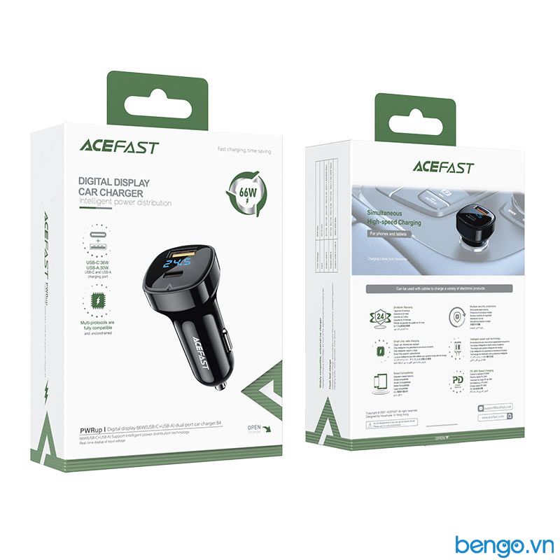 Sạc Xe Hơi ACEFAST 66W 2 Cổng USB-C + USB-A - B4