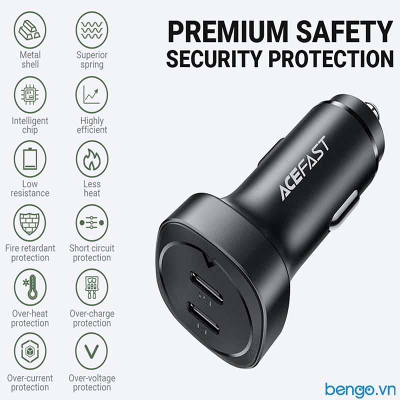 Sạc Xe Hơi ACEFAST 72W 2 Cổng USB-C - B2