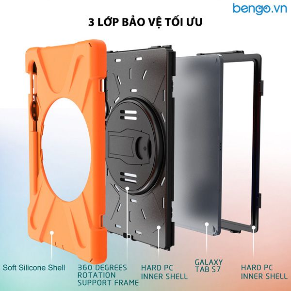 Ốp Lưng Samsung Galaxy Tab S7 Chống Sốc Dựng Máy Có Dây Đeo Vai Và Tay