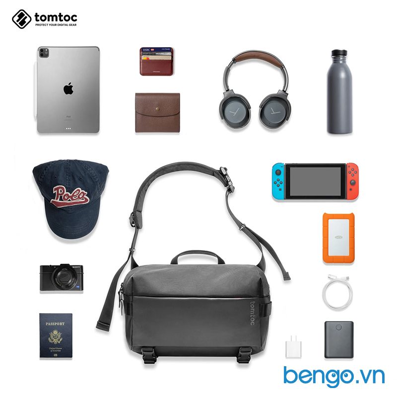 TÚI ĐEO VAI TOMTOC (USA) URBAN CODURA SLING BAG TRAVEL & WORK 13.3-14.2″ H02-C04D01