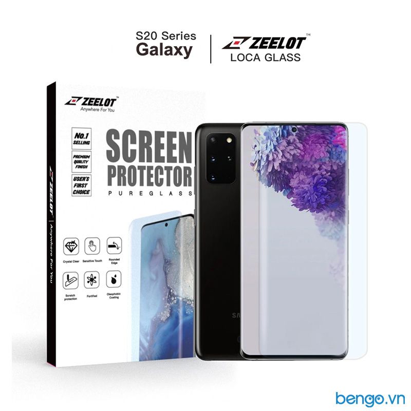 Dán cường lực Samsung Galaxy S20 Plus Zeelot PureGlass 3D Clear Loca UV