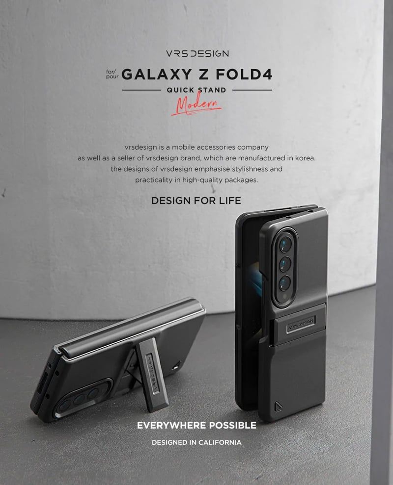 Ốp Lưng Samsung Galaxy Z Fold 4 5G VRS Design Quick Stand Modern - Đen