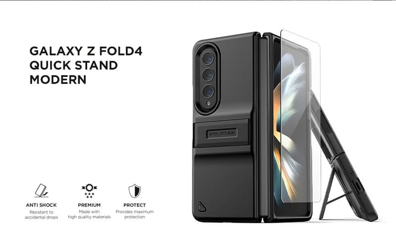 Ốp Lưng Samsung Galaxy Z Fold 4 5G VRS Design Quick Stand Modern - Đen