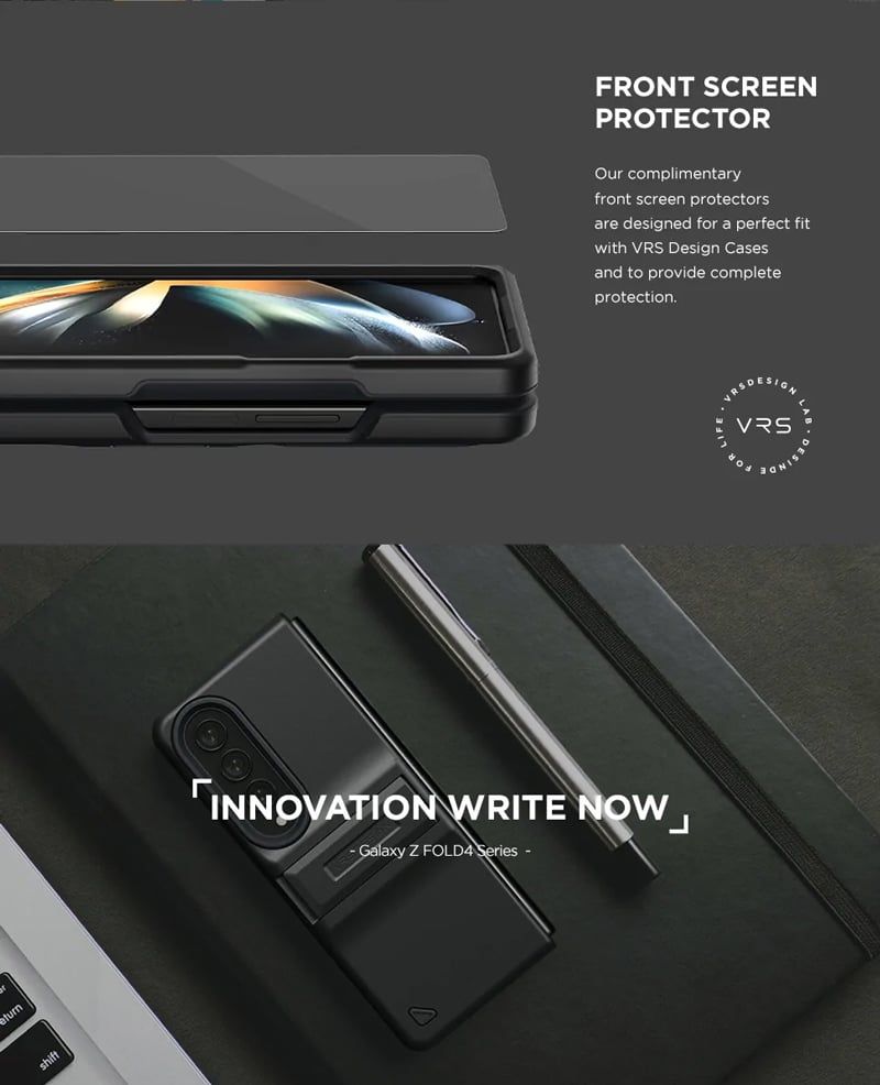 Ốp Lưng Samsung Galaxy Z Fold 4 5G VRS Design Quick Stand Modern - Đen