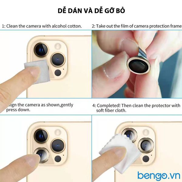 Dán Cường Lực Bảo Vệ Camera iPhone 12 Pro/12 Pro Max MIPOW Alumium Viền Màu