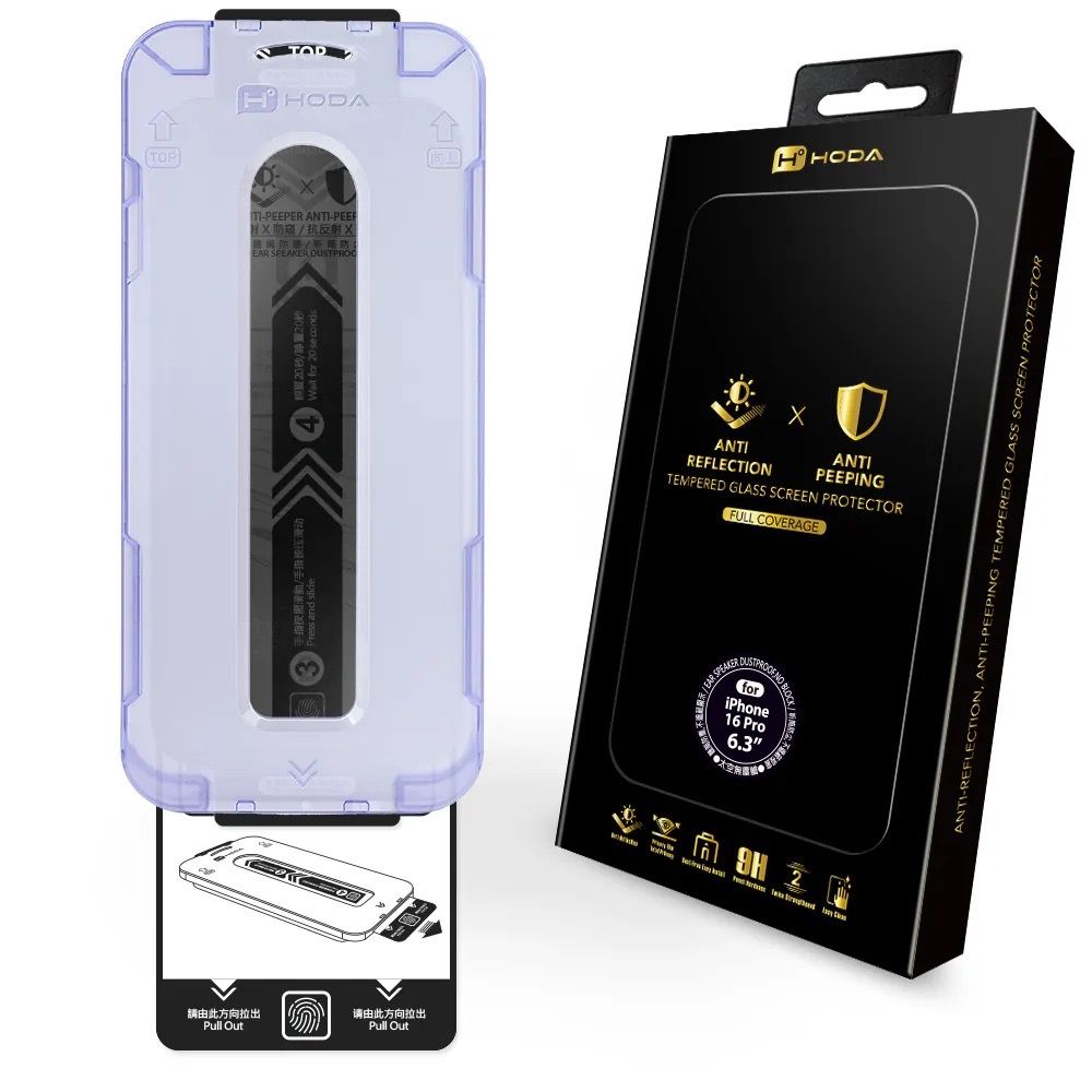 Dán cường lực iPhone 16 Pro Hoda Chống Nhìn Trộm + Chống Chói (Anti-Peeper with Anti-Reflection)