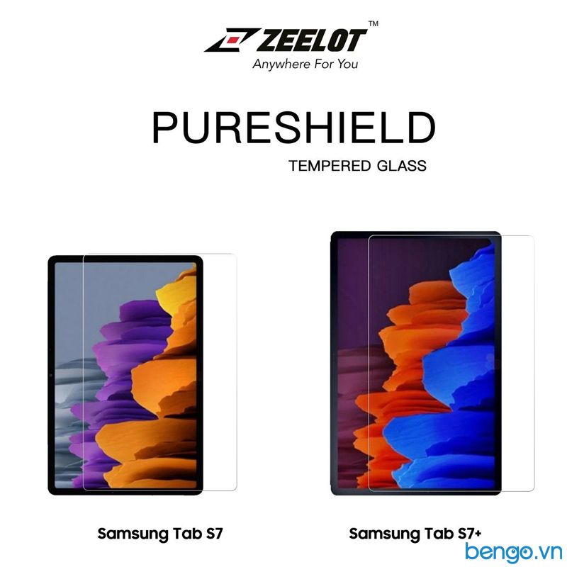 Dán Cường Lực Samsung Galaxy Tab S7/S7+ ZEELOT PureShield 2.5D Clear