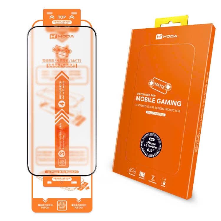 Cường lực iPhone 16 Pro / 16 Pro Max Hoda 3D chống chói (Matte) Full keo kèm khung dán / không kèm khung dán
