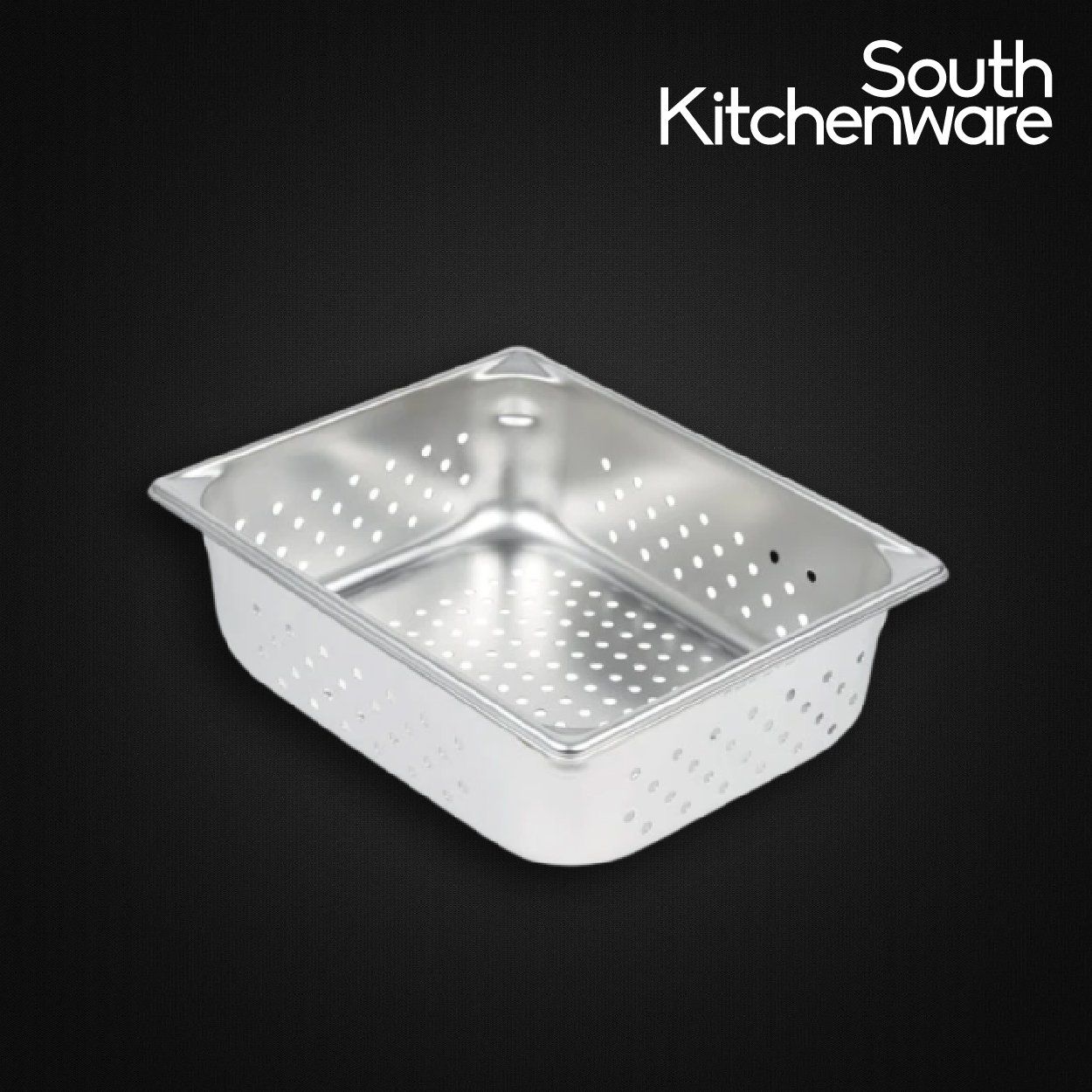 Khay INOX GN 1/2 đựng thực phẩm, topping, cơm 327x265 cao 65mm có đục lỗ to
