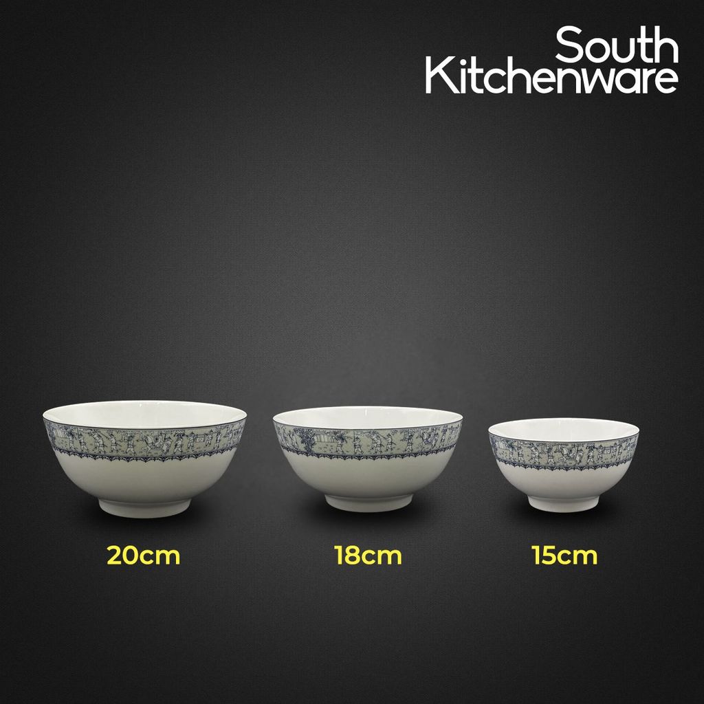 Tô dáng cao chất liệu gốm phối họa tiết trang nhã Minh Long 15cm, 18cm, 20cm.