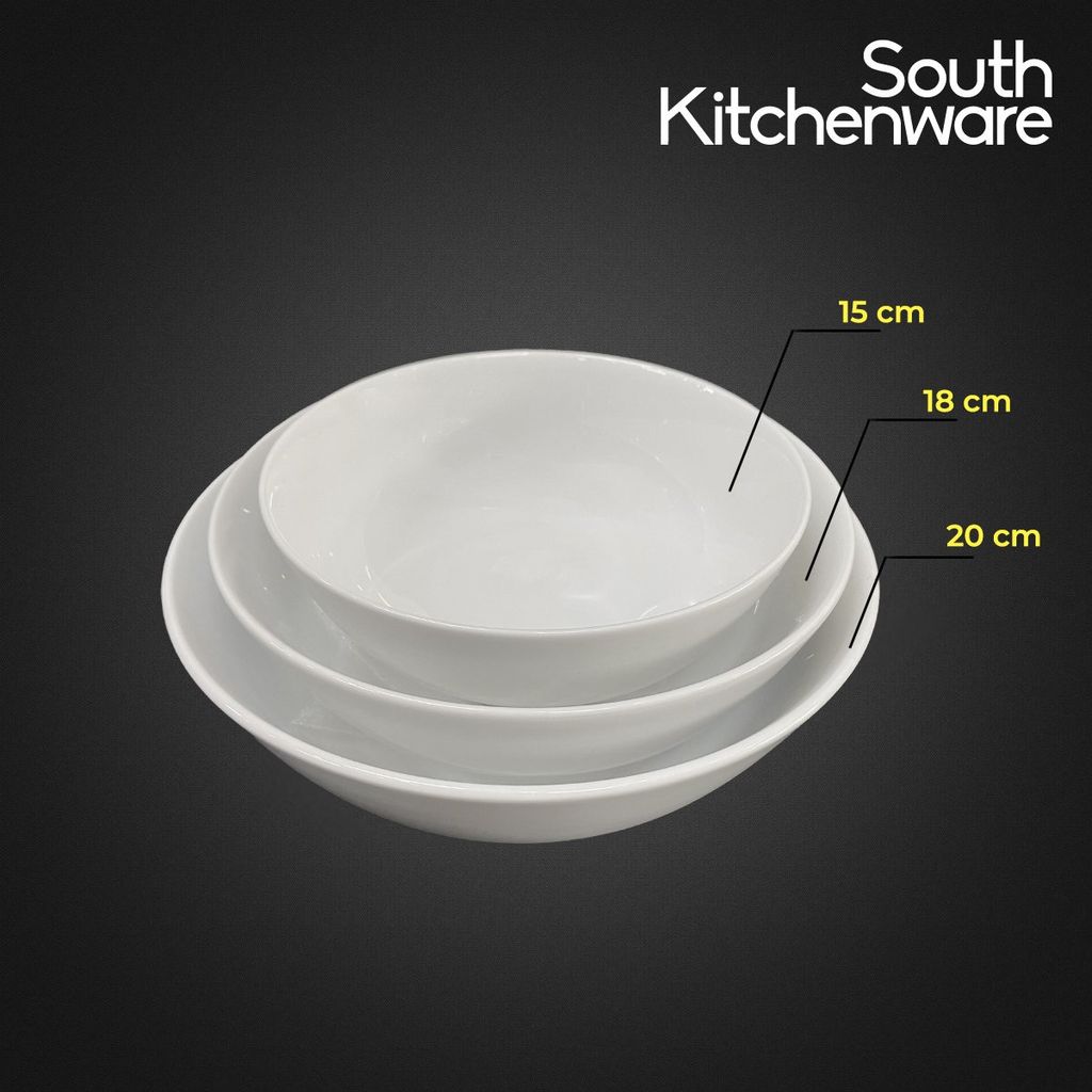 Tô chất liệu sứ tráng men cao cấp Jasmine Trắng Minh Long kích thước 15cm, 18cm, 20cm