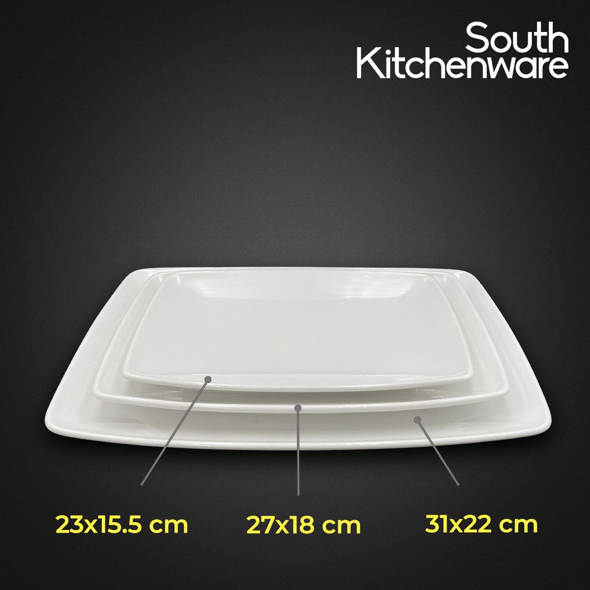 Dĩa chữ nhật phắng 23x15.5cm, 27x18cm, 31x22cm Misc_Assortment Lys Trắng Ngà sứ tráng men cao cấp Minh Long