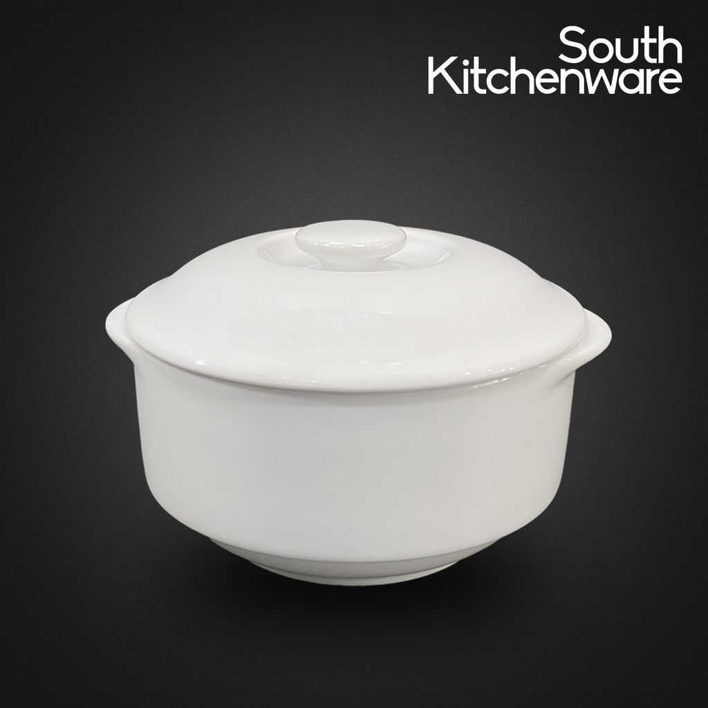 Thố cá nhân + nắp chất liệu sứ tráng men cao cấp, trang nhã Jasmine Trắng Minh Long 9.7cm (bộ)