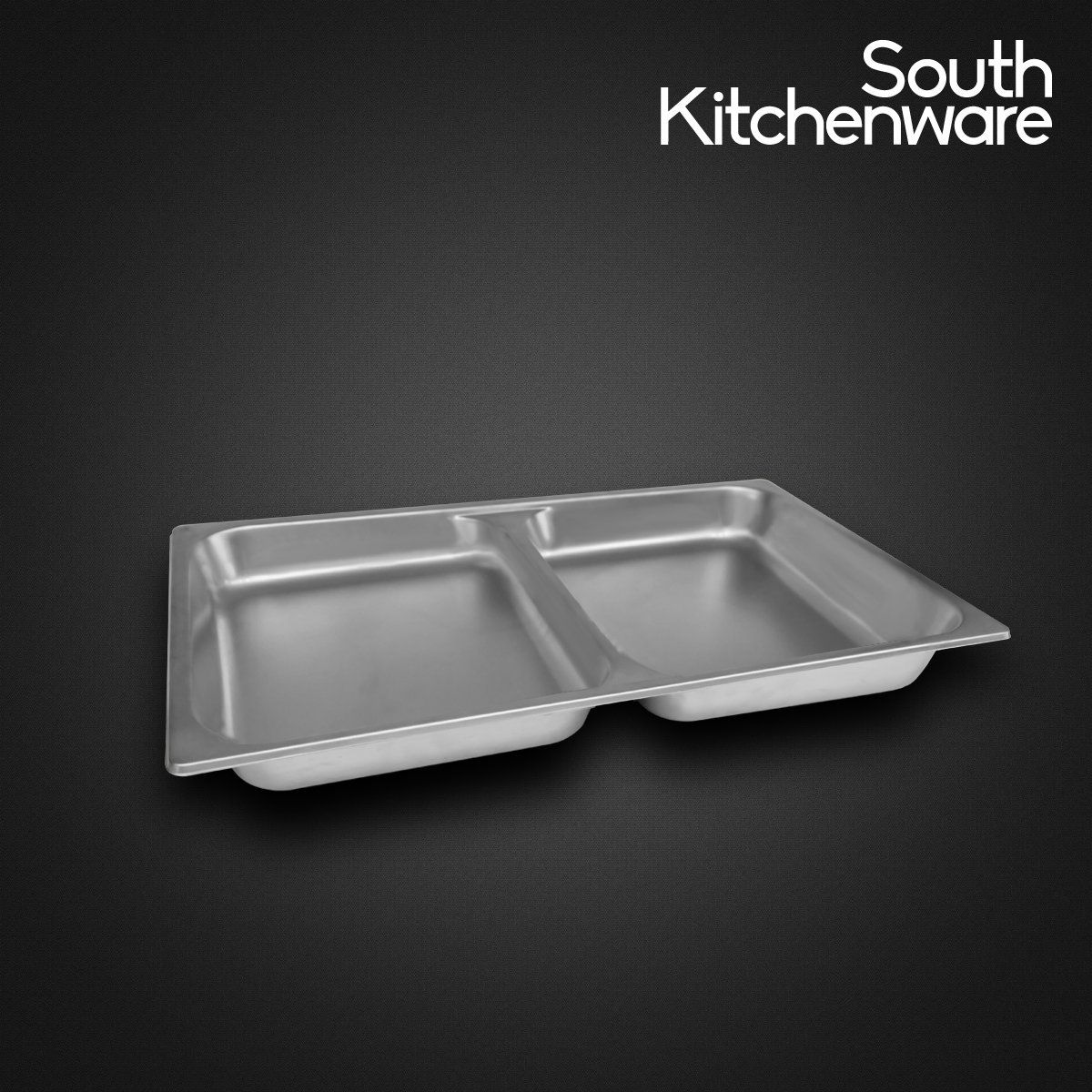 Khay Inox GN 1/1 đựng thực phẩm, topping, cơm 2 ngăn_(530x327 cao 65mm)
