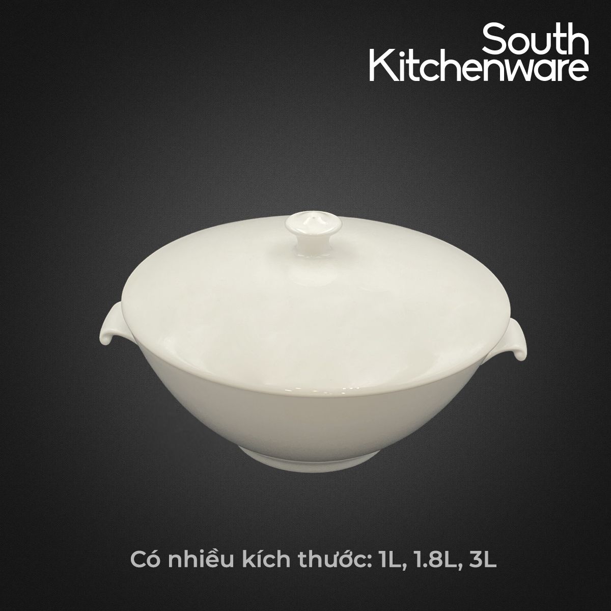 Thố 1L,1.8L,3L kèm nắp Daisy Lys Trắng Ngà sứ tráng men cao cấp Minh Long (cái)
