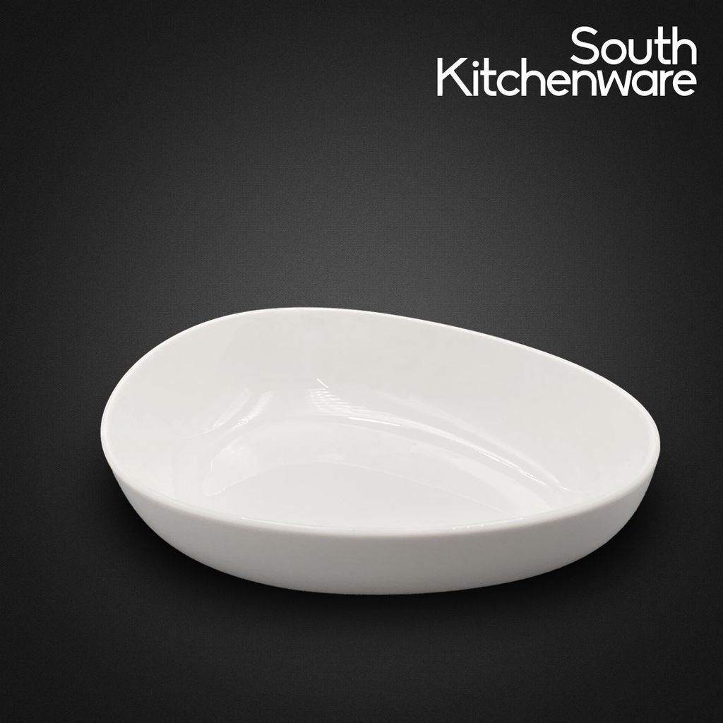 Tô tam giác tròn 21cm Gourmet Trắng Ngà sứ tráng men cao cấp Minh Long