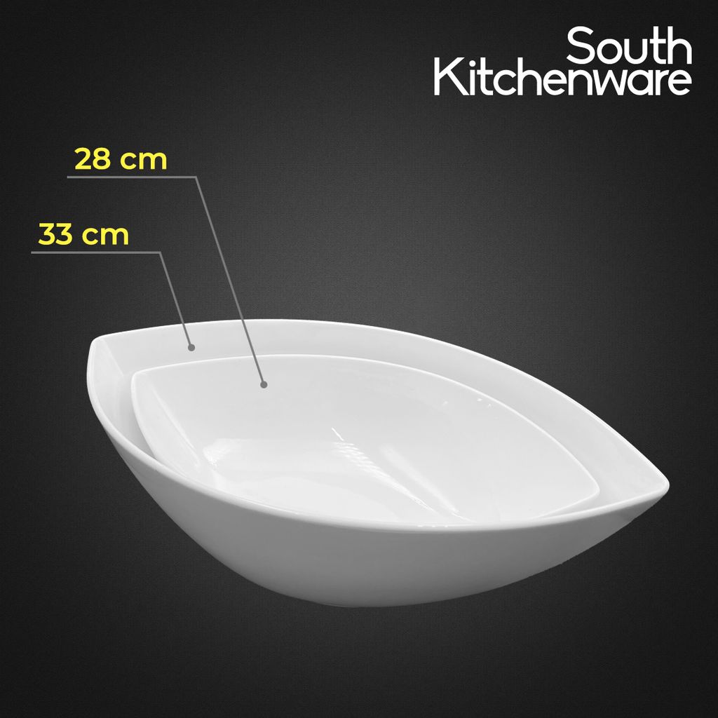 Tô oval 28cm, 33cm Gourmet Trắng Ngà sứ tráng men cao cấp Minh Long