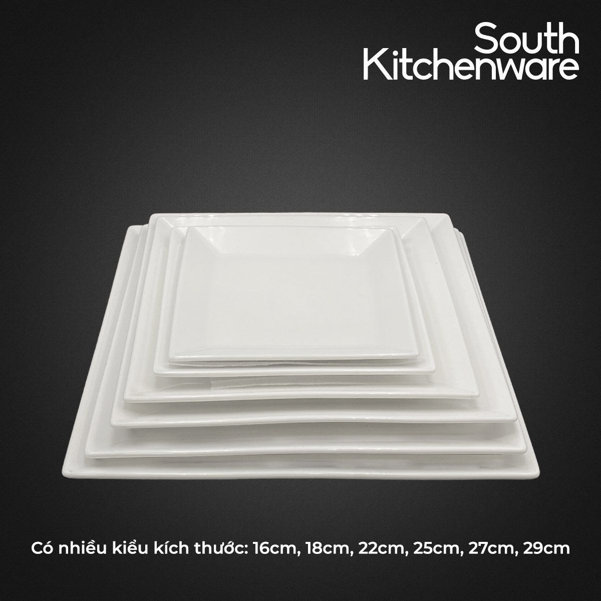 Dĩa vuông lá 16cm, 18cm, 22cm, 25cm, 27cm, 29cm Misc_Assortment Lys Trắng Ngà sứ tráng men cao cấp Minh Long
