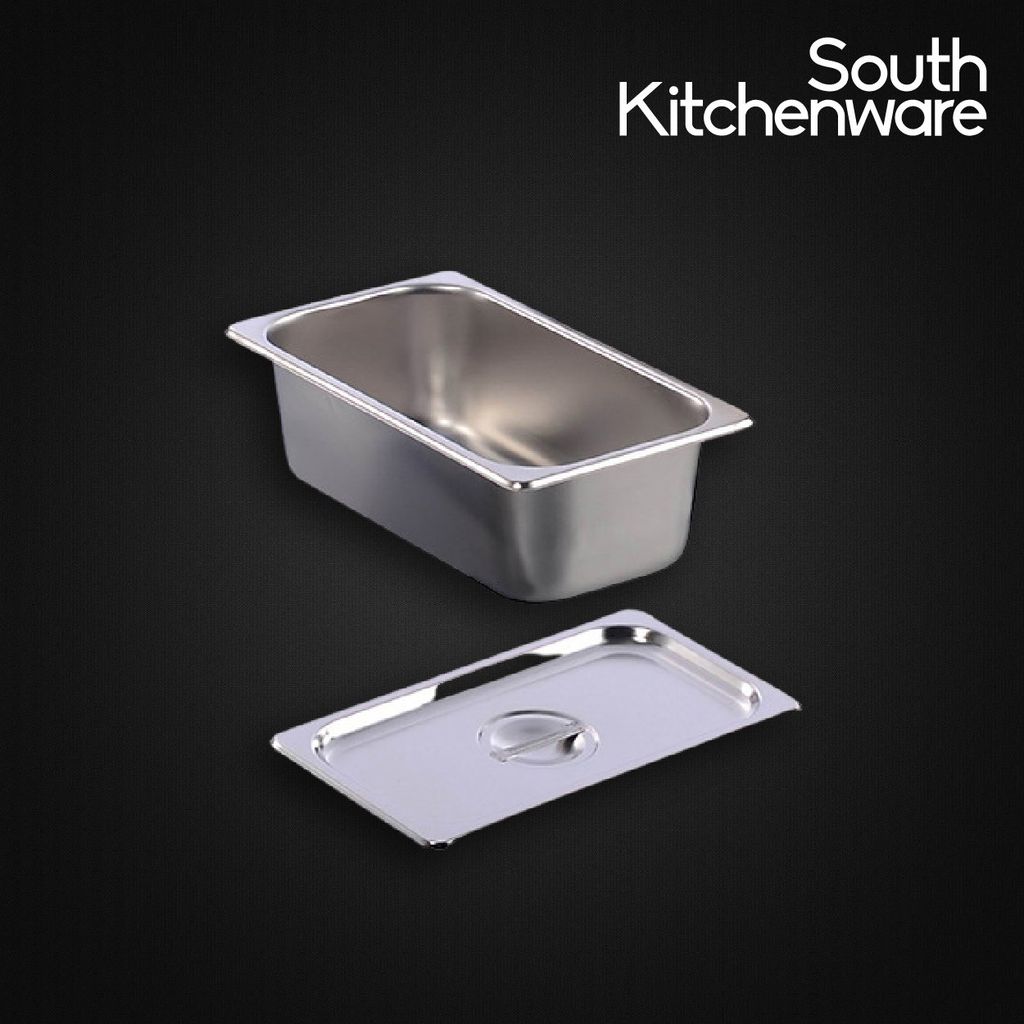 Khay INOX GN 1/3 đựng thực phẩm, topping, cơm 327x176 cao 100mm