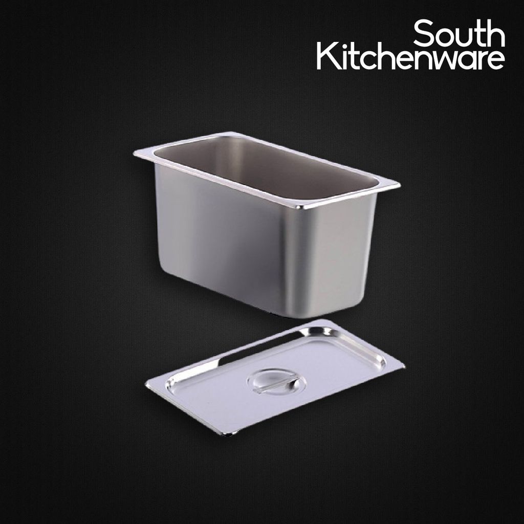 Khay INOX GN 1/3 đựng thực phẩm, topping, cơm 327x176 cao 200mm