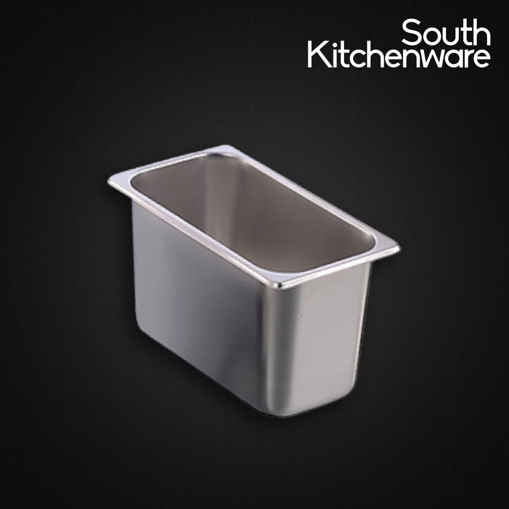 Khay INOX GN 1/4 đựng thực phẩm, topping, cơm 256x164 cao 200mm