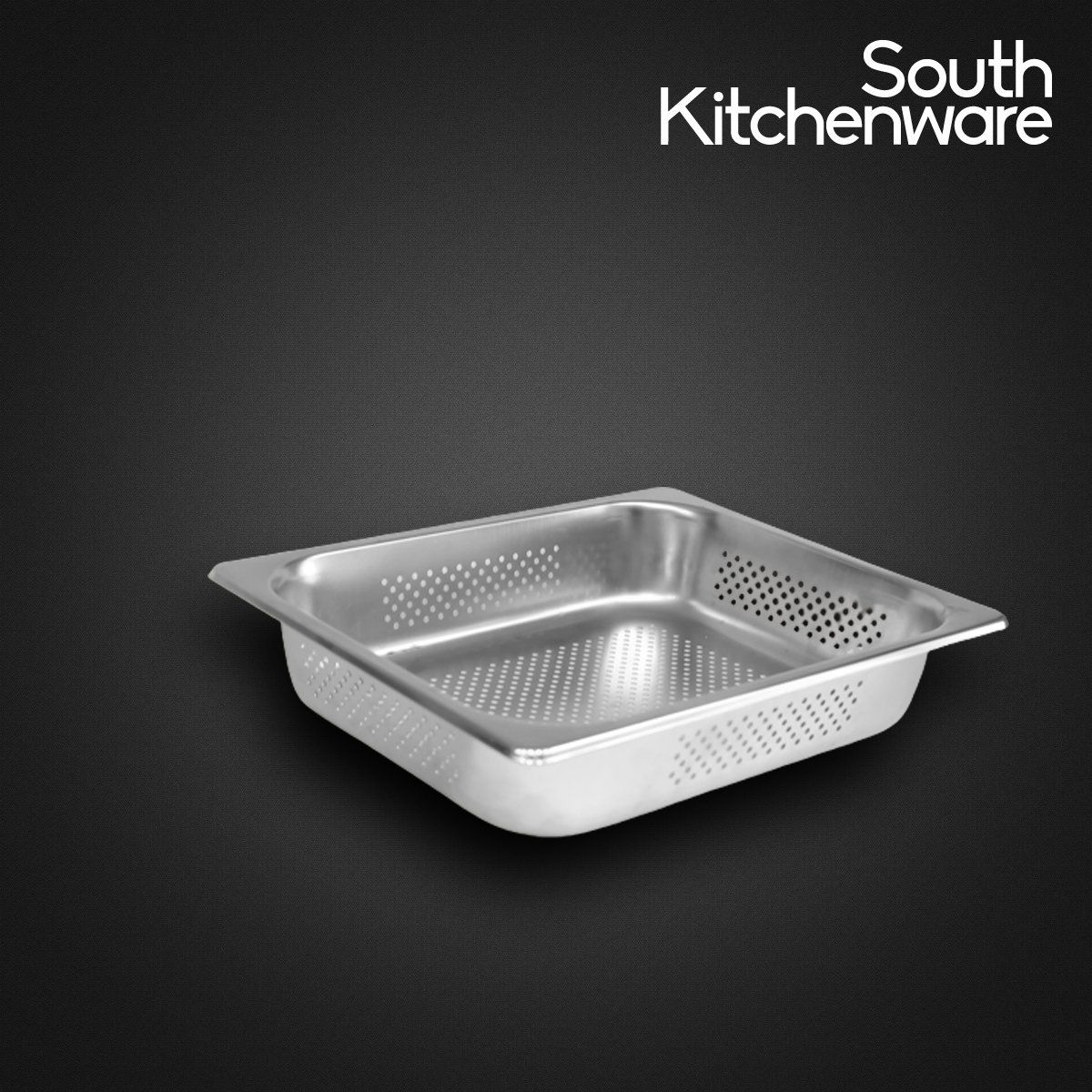 Khay INOX GN 1/2 đựng thực phẩm, topping, cơm 327x265 cao 65mm có đục lỗ nhỏ