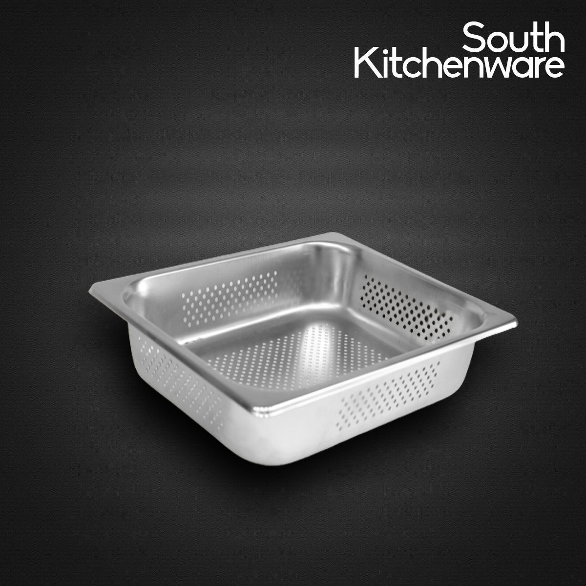 Khay INOX GN 1/2 đựng thực phẩm, topping, cơm 327x265 cao 100mm có đục lỗ nhỏ
