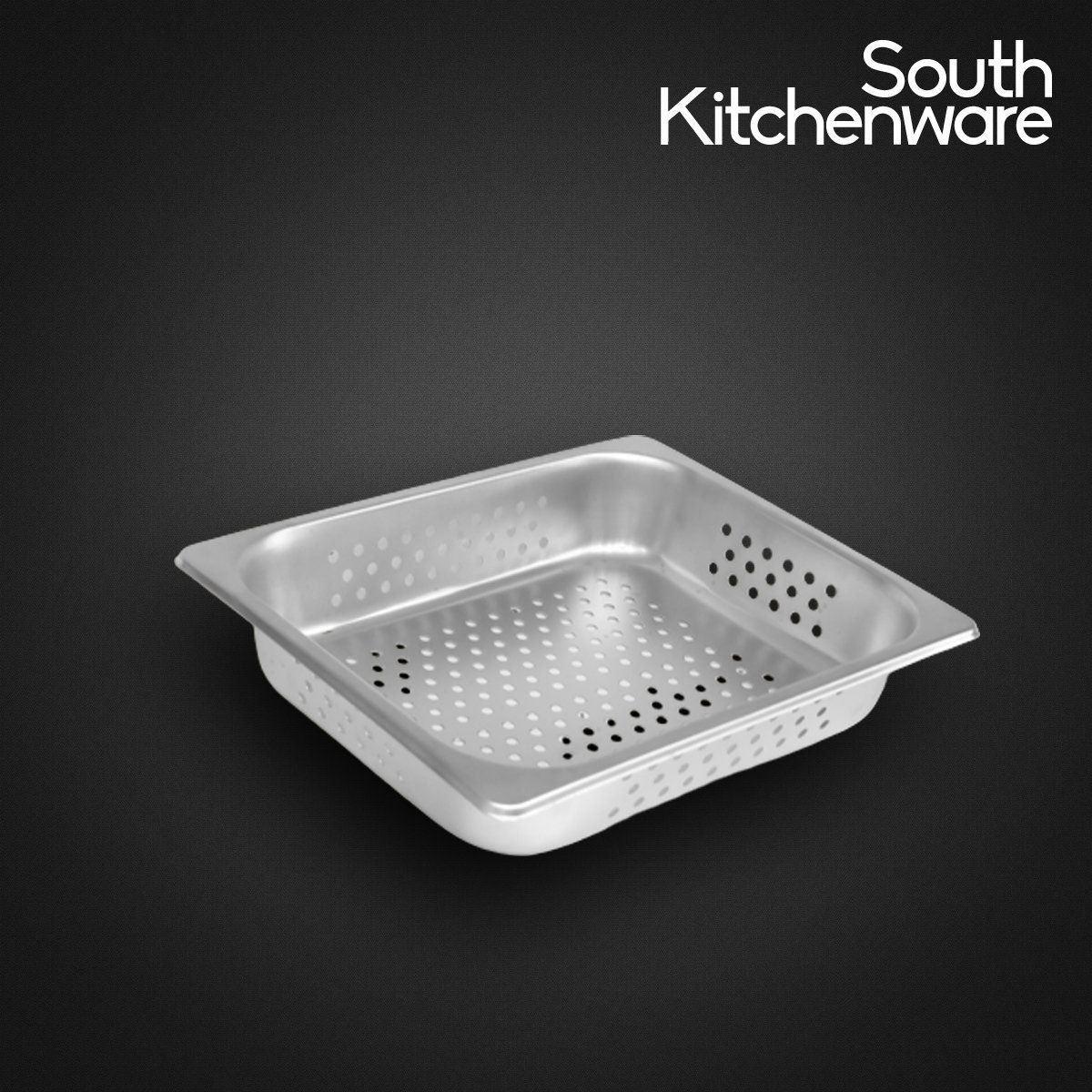 Khay INOX GN 1/1 đựng thực phẩm, topping, cơm 530x327 cao 65mm có đục lỗ to