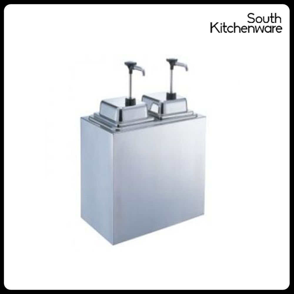Bình bơm tương ớt, tương cà Inox KFC 2 vòi