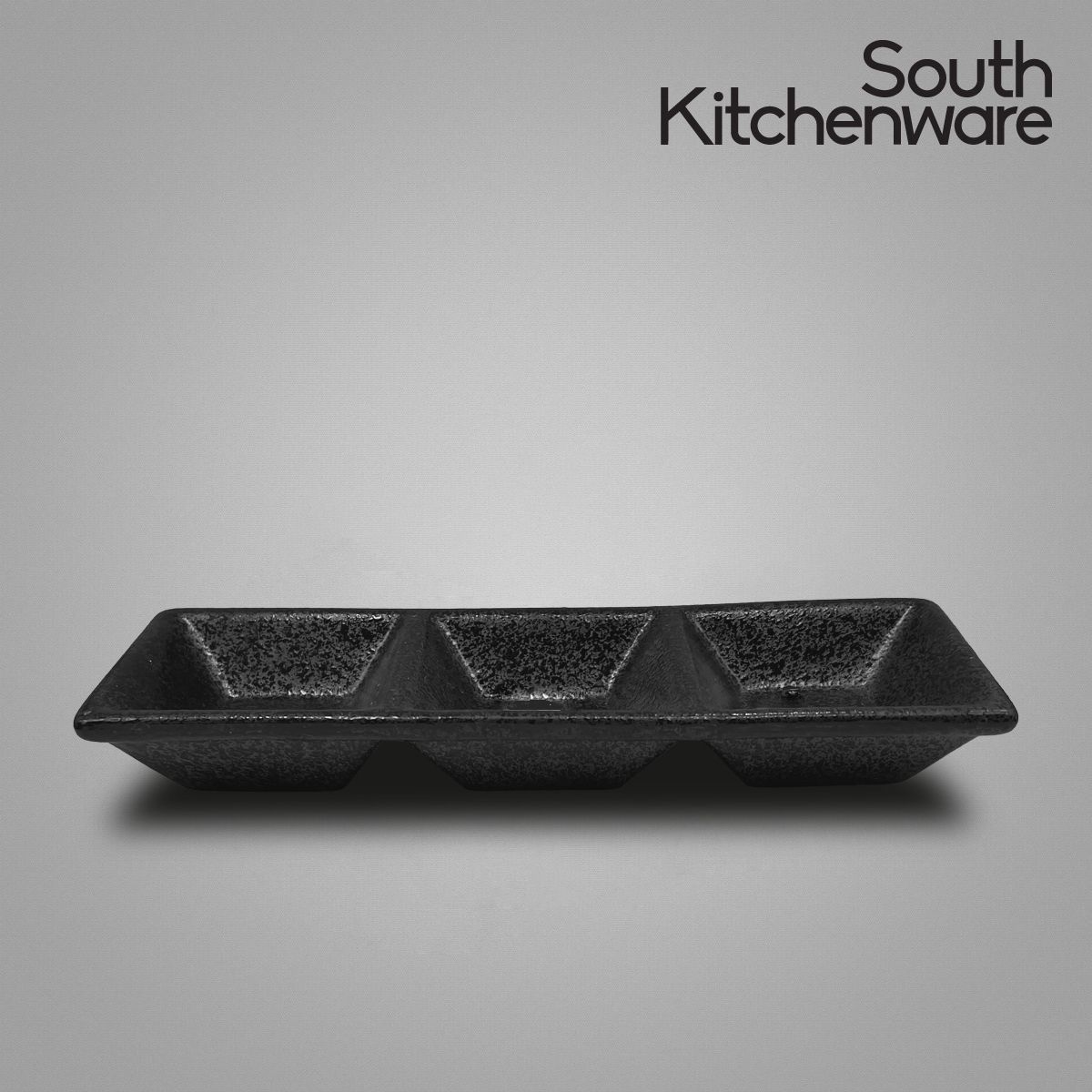 HN_KK KF076 Dĩa chấm 3 ngăn sứ tráng men cao cấp Cường Phát 19.6x6.6x2.7 cm