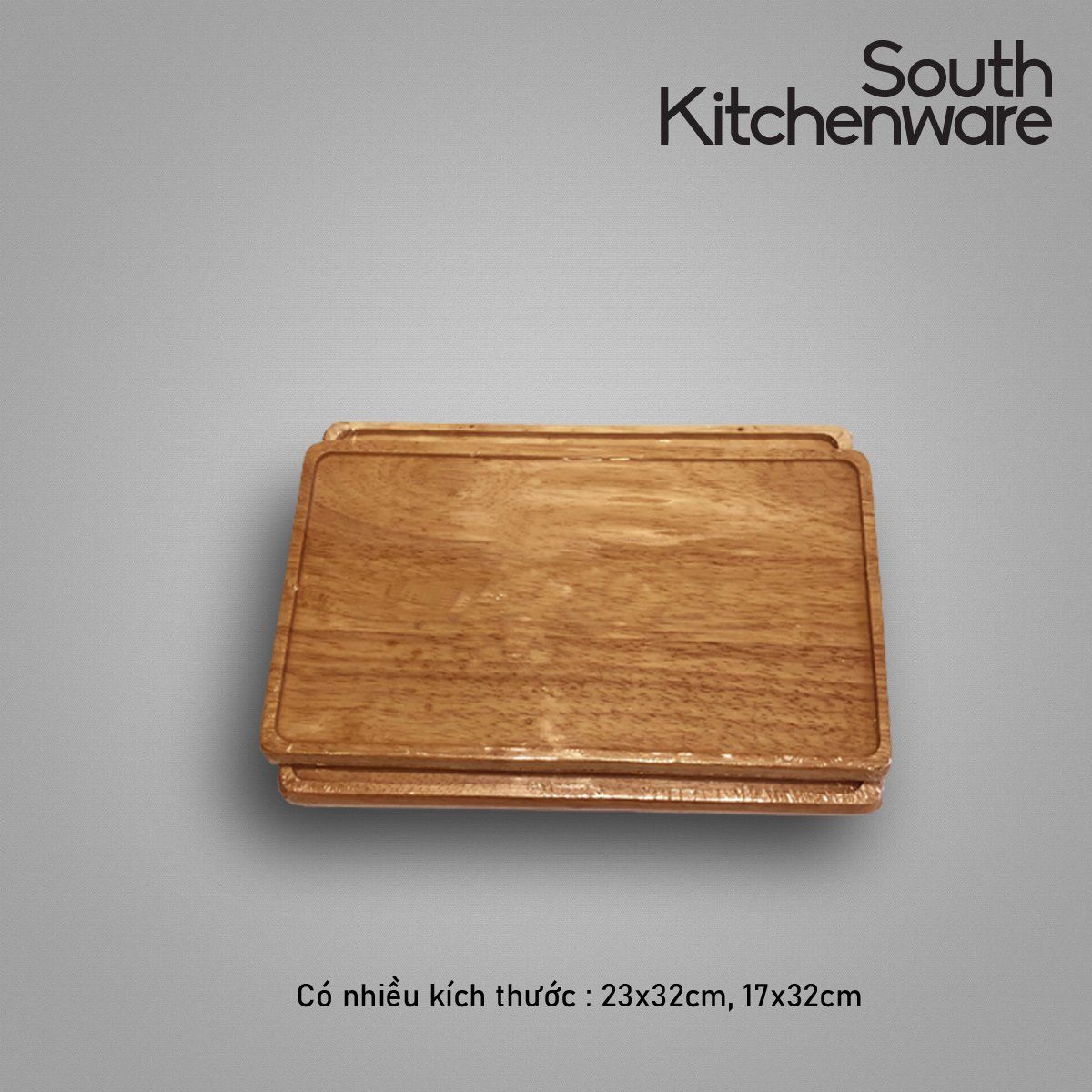 Khay gỗ chữ nhật không tay cầm 23x32