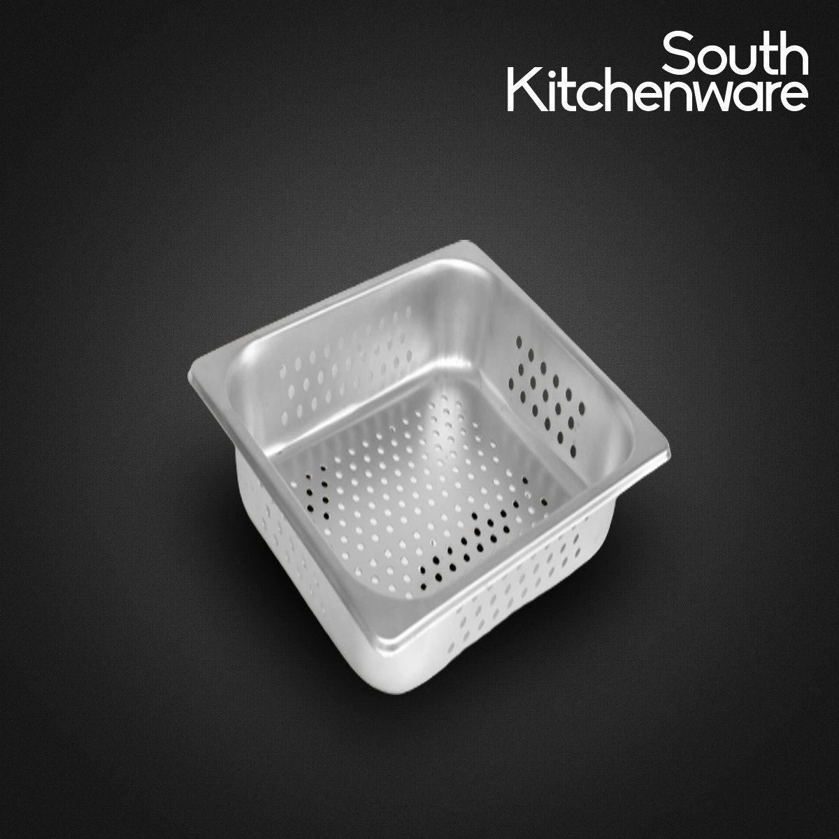 Khay INOX GN 1/2 đựng thực phẩm, topping, cơm 327x265 cao 100mm có đục lỗ to
