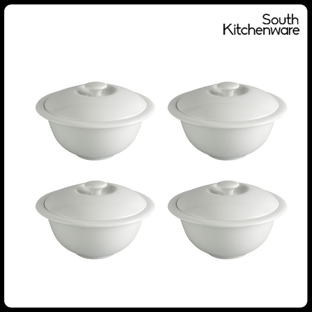 Thố vành 12cm + nắp Misc_Assortment Lys Trắng Ngà sứ tráng men cao cấp Minh Long
