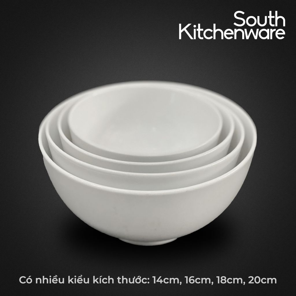 Tô sứ tráng men cao cấp Came Trắng Minh Long kích thước 14cm, 16cm, 18cm, 20cm