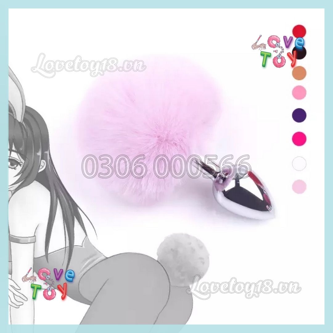 Đuôi Thỏ Cute Màu Tím Gắn Hậu Môn Buttplug Kích Thích Lỗ Nhị