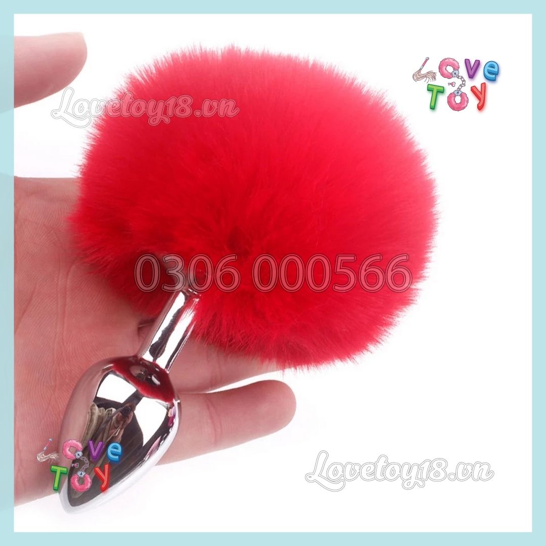 Đuôi Thỏ Cute Màu Đỏ Gắn Hậu Môn Buttplug Kích Thích Lỗ Nhị