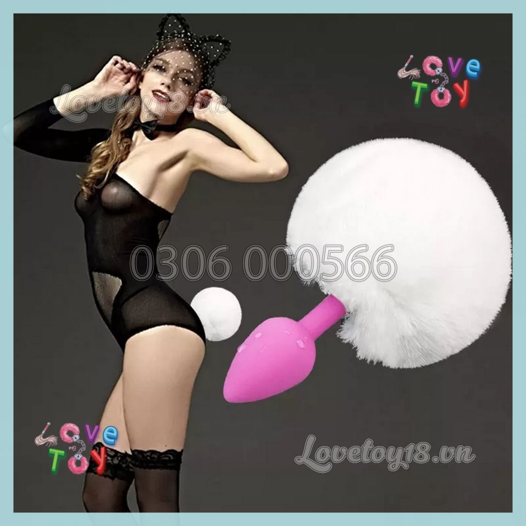 Đuôi Thỏ Cute Màu Trắng Gắn Hậu Môn Buttplug Kích Thích Lỗ Nhị