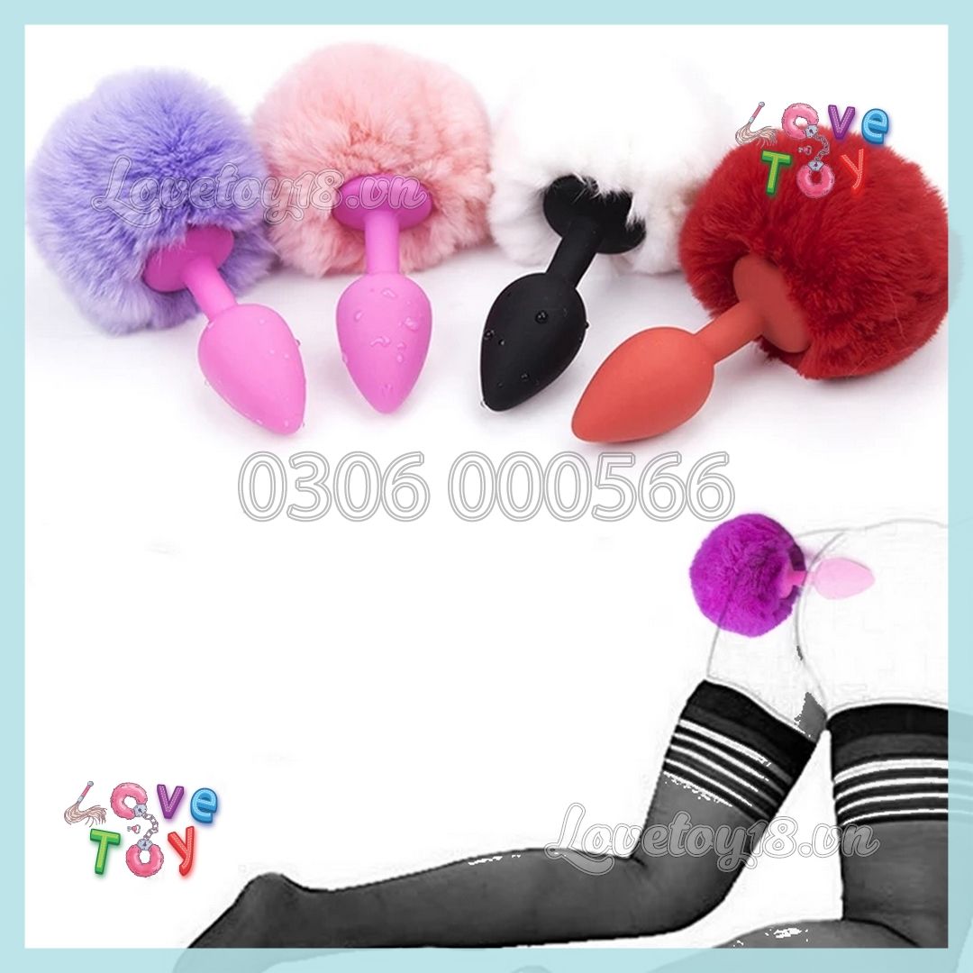 Đuôi Thỏ Cute Màu Tím Gắn Hậu Môn Buttplug Kích Thích Lỗ Nhị