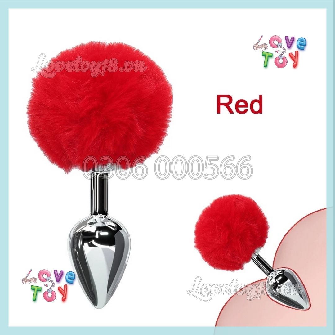 Đuôi Thỏ Cute Màu Đỏ Gắn Hậu Môn Buttplug Kích Thích Lỗ Nhị