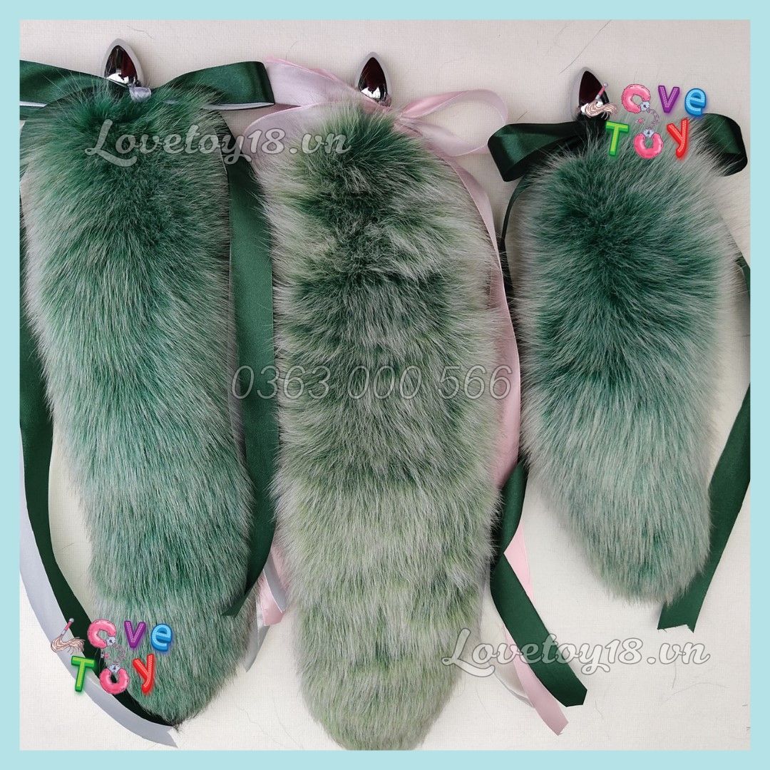 Đuôi Cáo Cute Màu Xanh Vàng Xanh Trắng Gắn Hậu Môn Buttplug Kích Thích Lỗ Nhị
